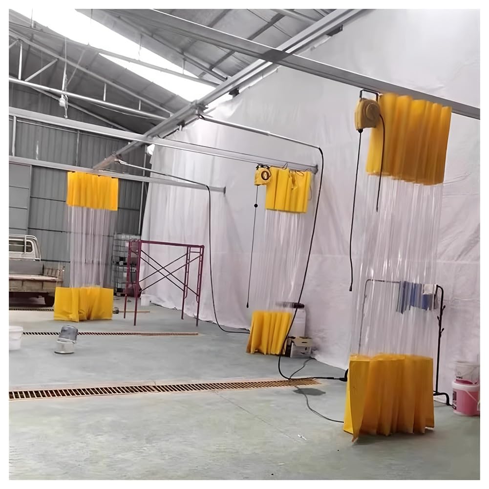 Zfmnoyev Rideaux De Séparation pour Garage, Panneaux en Vinyle Industriel Transparent, Rideau Suspendu en PVC De 0,6 Mm D'épaisseur avec Œillets Métalliques(Jaune,3x2m/9.8x6.6ft)