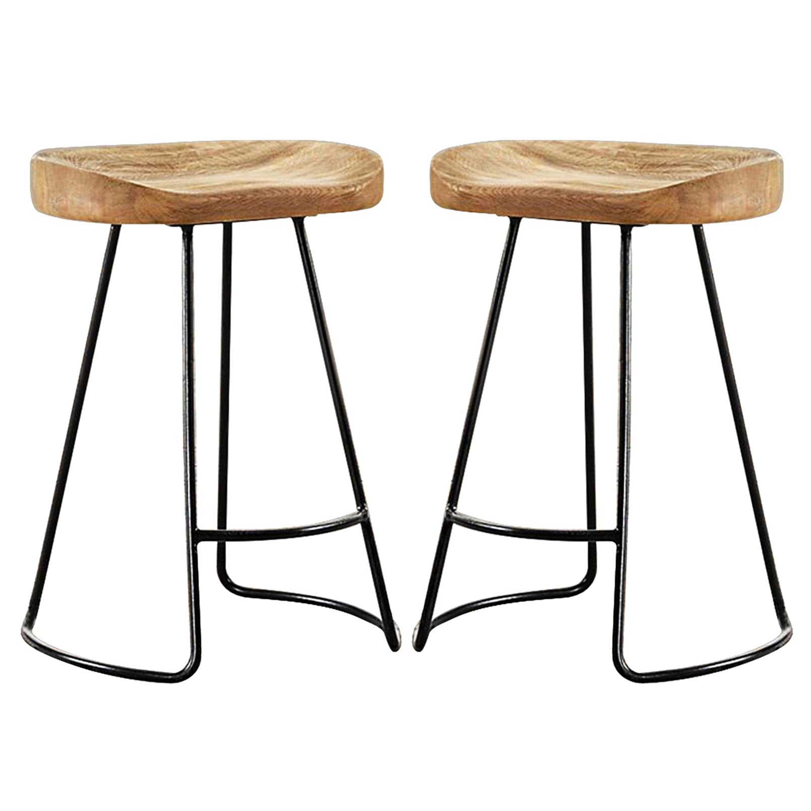 Chaise de salle à manger en bois style fermier et pieds métal 2 pcs