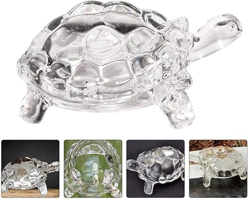 Miniatura 2 de WINOMO Estatua de tortuga de cristal Feng Shui, tortuga de cristal transparente para decoración de acuario, paz, prosperidad y energía positiva
