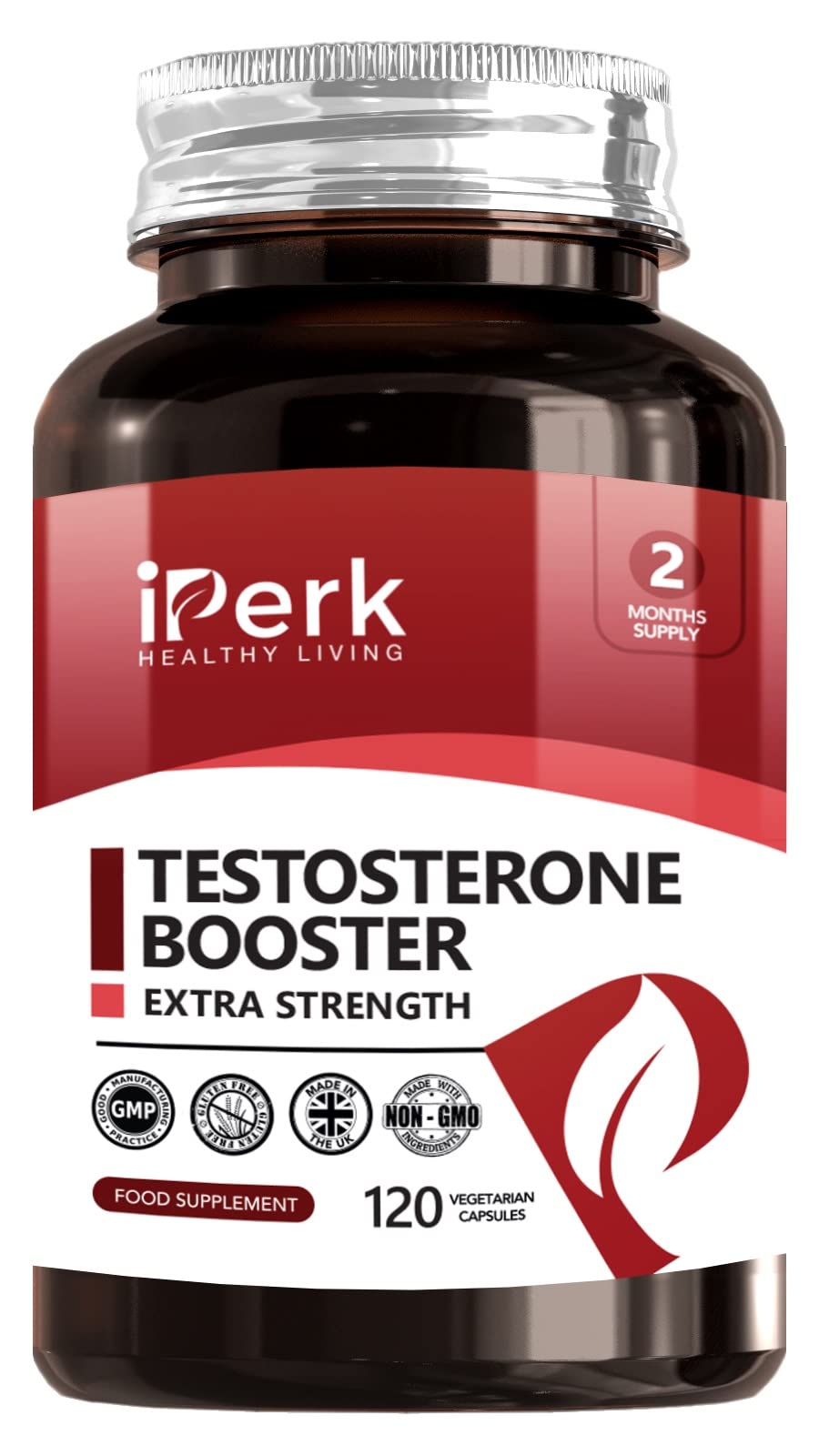 iperk Testosterone Support | 120 Capsules | Fenugreek + Ginseng + Maca + D-Acid aspartic Zinc | Testosterone Supplements for Men