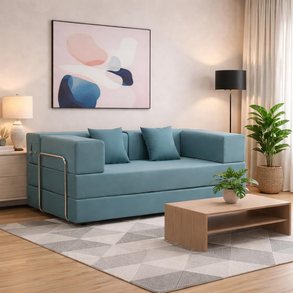Adorn India Easy Premium Modular 4 Seater Sofa Cum Bed | Velvet Suede Fabric | Colour Grey | Modern Design | Size 6x6 Fit | Comfortable for Seat & Sleep | Washable Cover | Perfect for Home & Office-image-43