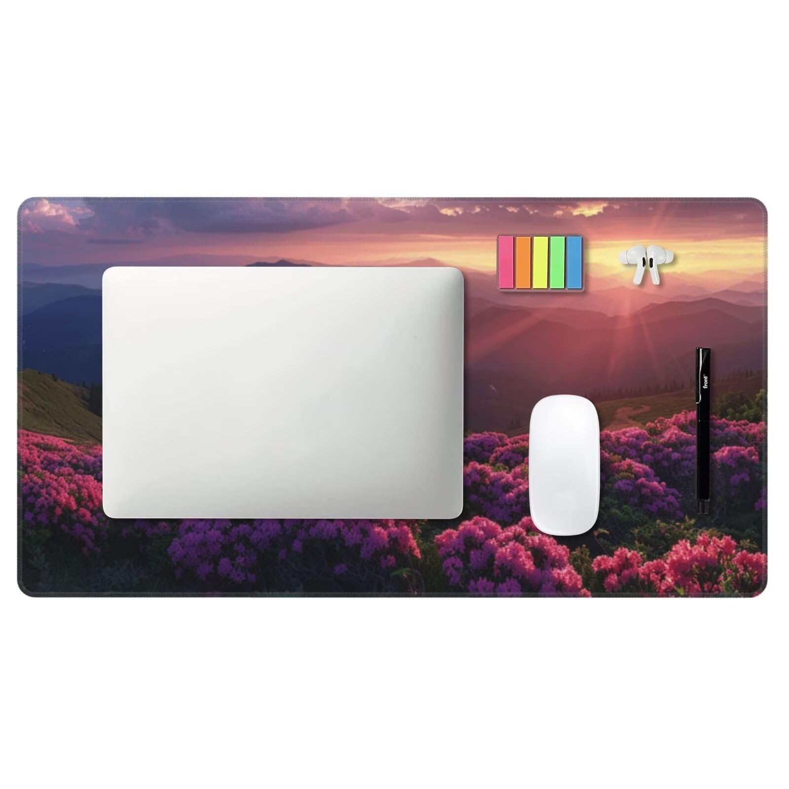 Alfombrilla de Ratón Gaming Grande XXL 1000x500x4mm con Bordes Cosidos, Tela de Micro Tejido, Base Goma Antideslizante y Mouse Pad, para Teclado Jugadores Escritorio, PC, Oficina Flores Moradas Y6551