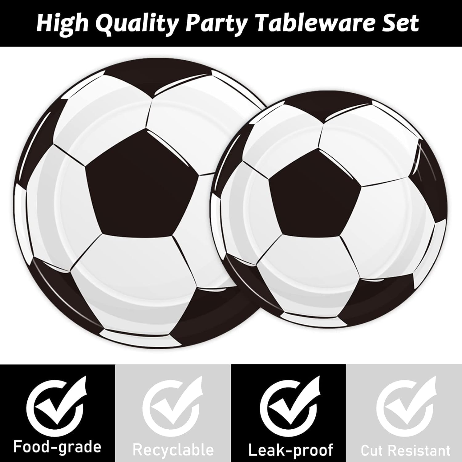 Sitayakuma Decorazioni per Festa Calcio, Forniture Festa di Compleanno a Tema Calcio per 16 Ospiti, Pacchi Assortimento per Calcio Feste con Piatti, Tazze, Paglia, Tovaglioli, Tovaglia e Banner