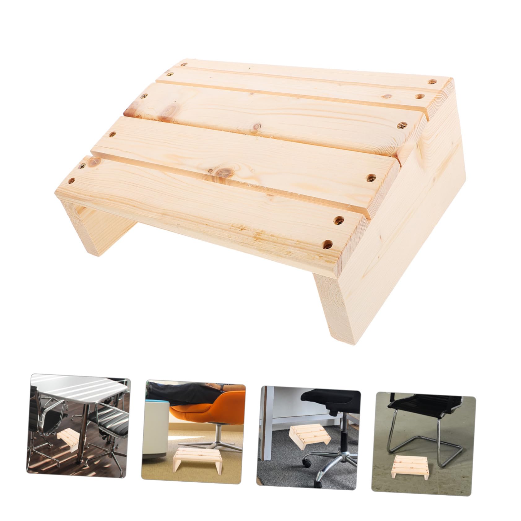 NUOBESTY Poggiapiedi in Legno Massello Comfort Beige Ergonomico Inclinato per Ufficio e