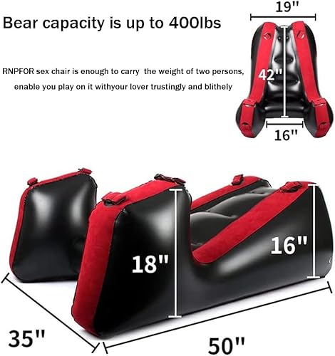 Sex Sofa Sex Möbel Kissen BDSM Sex Spielzeug Aufblasbares Kissen für Paar Sexuelle Position Unterstützung Multifunktionale Rampen，PVC-beflockter Sex-Stuhl-Rampe Möbel mit Bondage