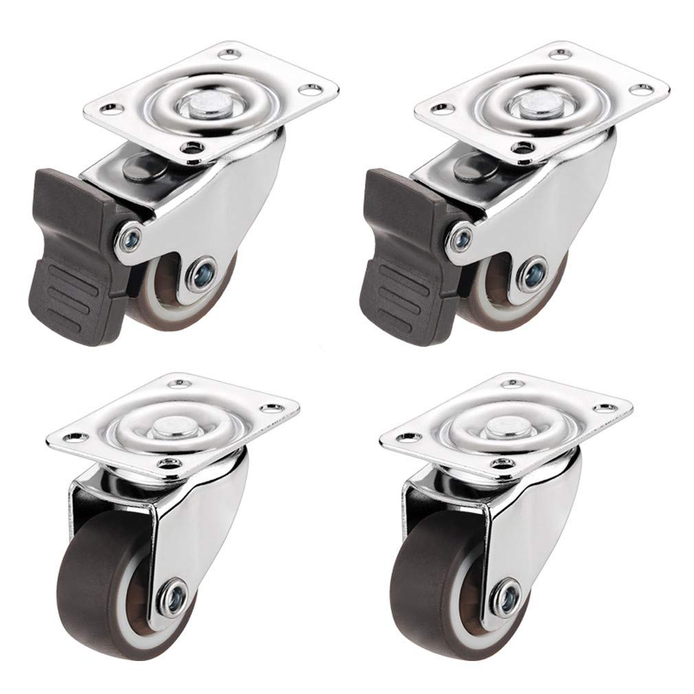 Roulettes pivotantes pour meubles avec freins et vis de fixation x4