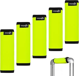 Cosmos 5 Pieces Fluorescence Yellow Comfort Neoprene Handle Wraps/Grip/Identifier for Travel Bag Luggage Suitcase Travel Bag Laptop Computer Tote Briefcases