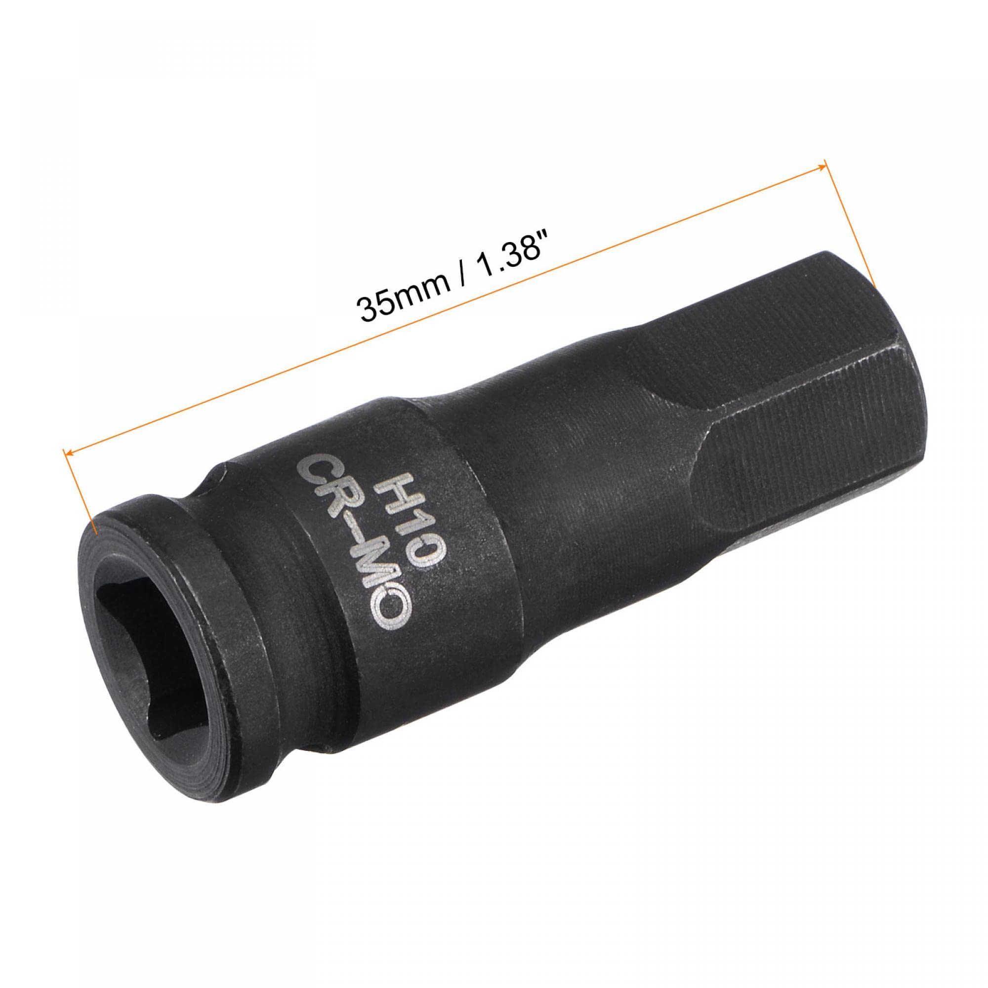 sourcing map 1/2 Empreinte x H9 9mm Douille Impact Hexagonal Pointe Métrique 3 Longueur Cr-Mo Acier