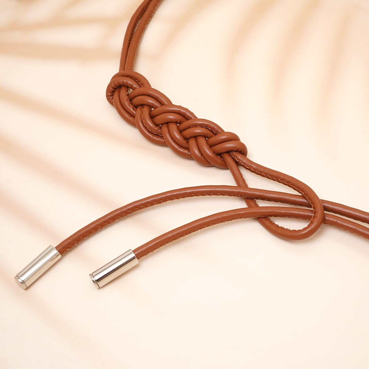 Women Knot Thin Belts Skinny PU Leather Belts Boho Waist Belt for Dresses - Image 4