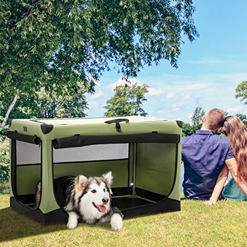 Petsfit Hundebox faltbar, Hundebox für zuhause Verstellbarer Stoffbezug mit Spiraleisenrohr, Hundetransportbox Auto Stoff für große mittlere kleine Hunde,Leicht zu Verstauen