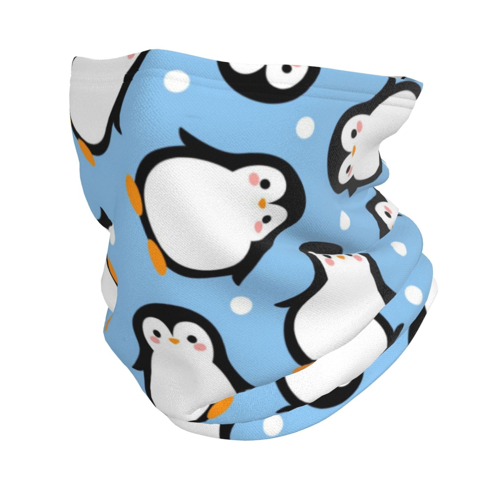 Kongny Unisex As Picture Cute Penguin Cartoon Pattern Neck Gaiter Soft Face Cover Neck Warmer Tube Half Face Mask Scarf Balaclava For Outdoor Sports