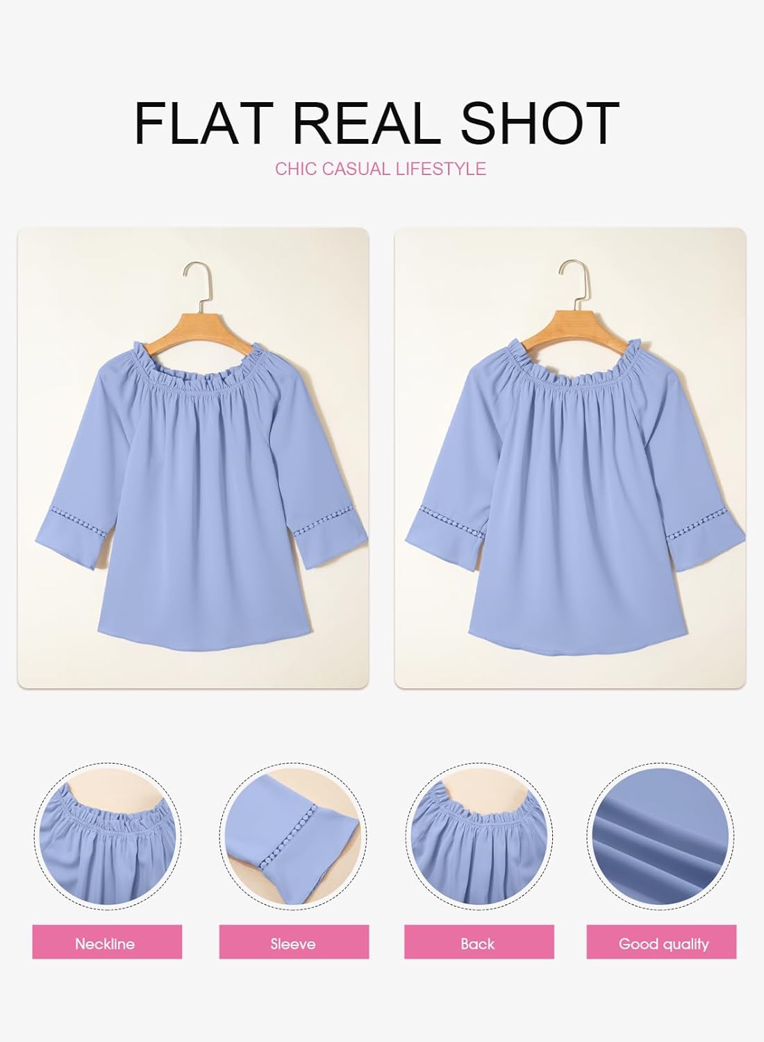 EVALESS Womens Tops Off The Shoulder Blouses for Women Dressy Casual Cute 3/4 Ruffle Sleeves T Shirts Fashion 2026 - Image 5