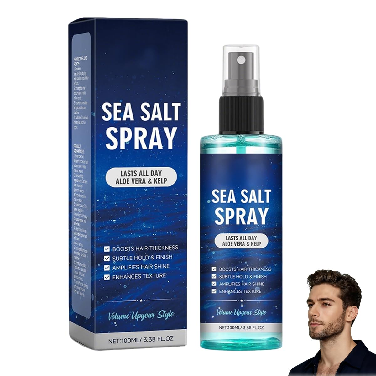 Sea Salt Spray for Hair Men Styling Spray With Kelp Aloe Vera Adds Instant Texture Thickness Light Hold