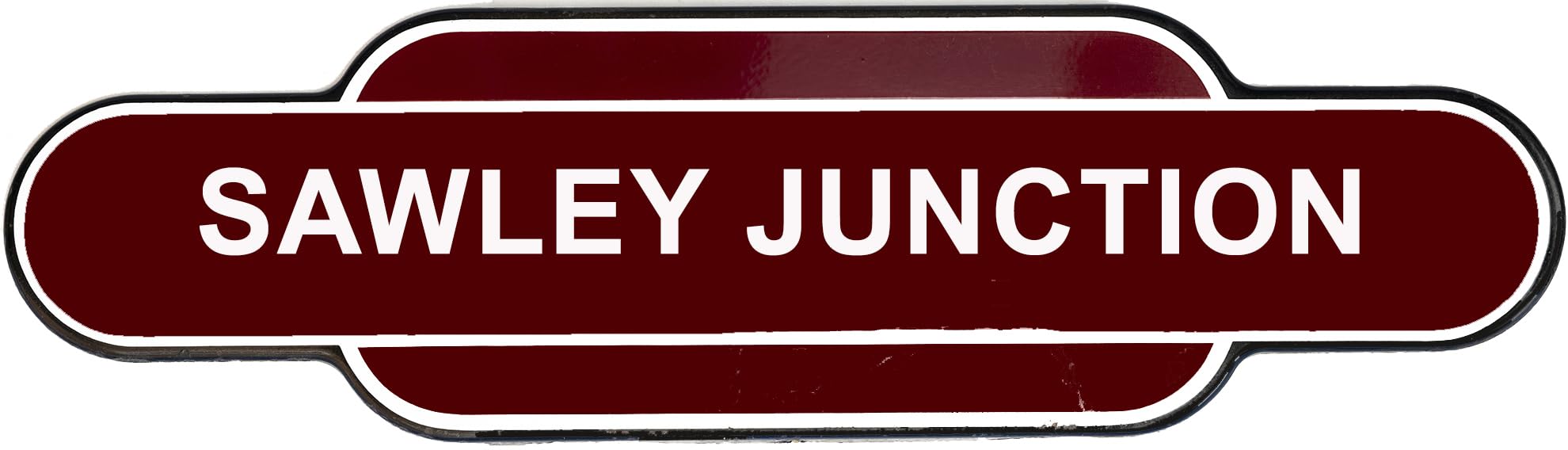 Railway Station Totem Sign, Stations Or Personalised Metal, Multiple Colours and Sizes, Rust-Proof (405X105 MM, SAWLEY JUNCTION)