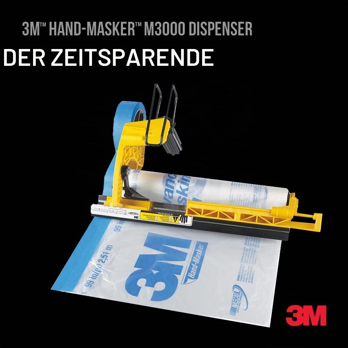 3M Pro Hand-Masker AMF99 Advanced Abdeckfolie PROMO PACK, 8 Rollen, 251cm x 27, 4m + M3000 Starter Kit GRATIS, blau