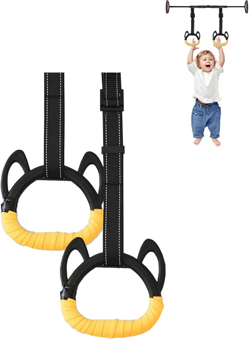 Gymnastics Rings,Hanging Gymnastic Rings Strength Adjustable Straps Pull Ups Training Swing Set Accessories,Gym Rings for Indoor Outdoor(2m)