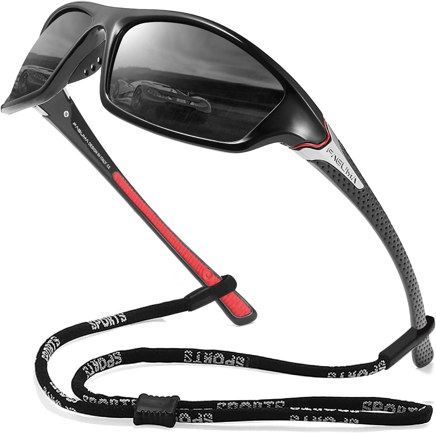 Sports Polarized Sunglasses For Men Cycling Driving Fishing UV400 Protection, Black Frame/Grey Lens