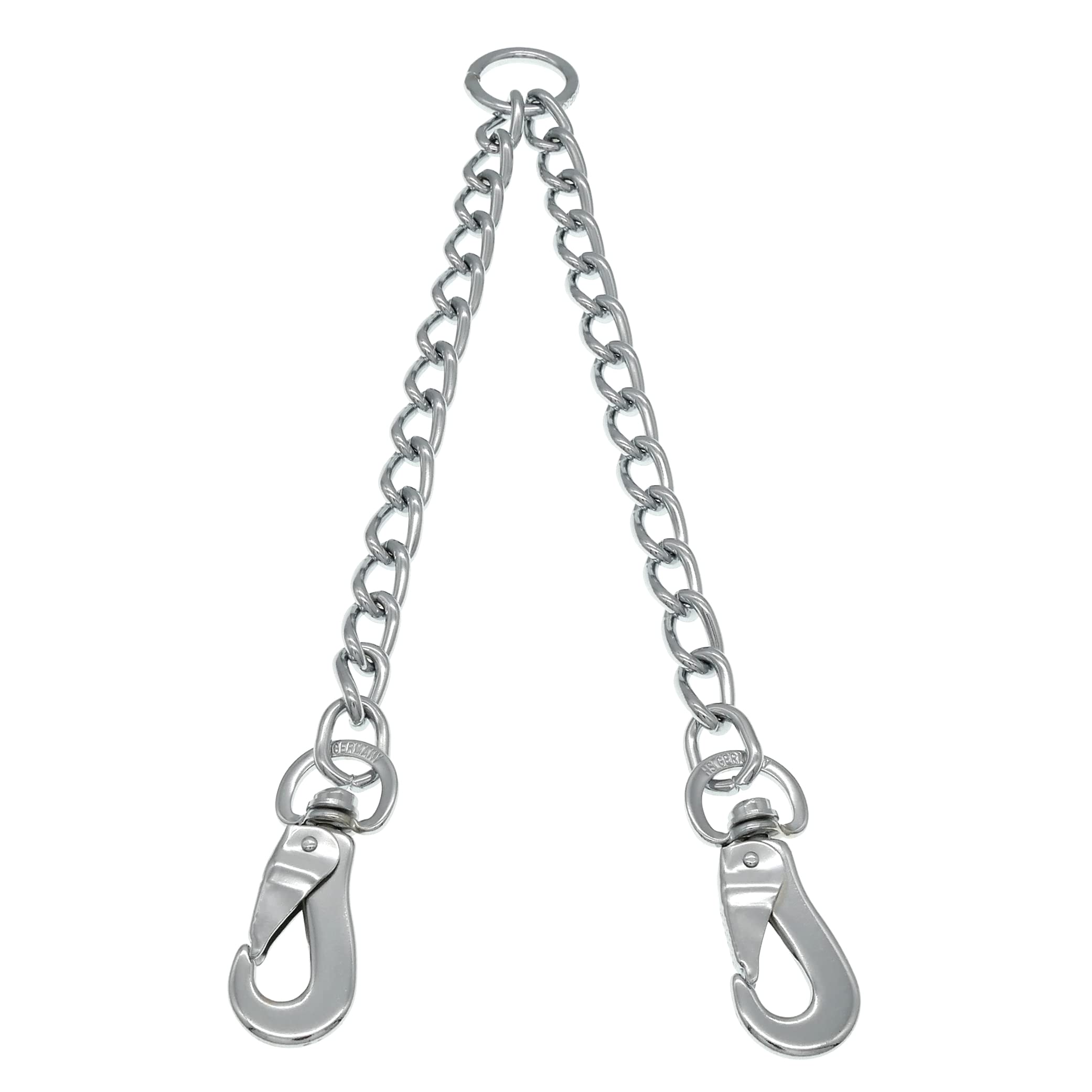 Herm Sprenger Cadena acopladora de dos correas de perro de acero cromado de 4 mm con gancho giratorio para perros medianos y grandes, sin enredos, accesorio de correa doble resistente fabricado en