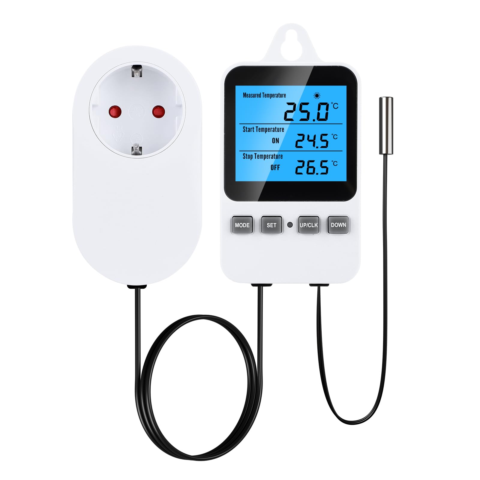 INKBIRDPLUS Split-Type Temperature Controller, Digital Heating Cooling Thermostat with Backlit LCD, Periodic Timing Control, High and Low Temperature Alarms (EU Plug)-image-48