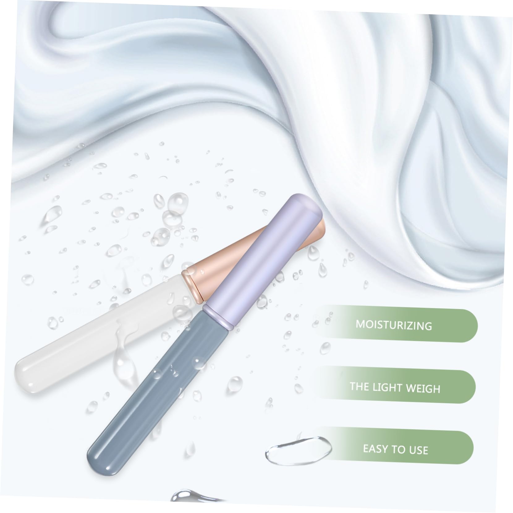 PACKOVE 2pcs Portable Lip Applicators Makeup Brushes for Women Ergonomic Design for Lip Gloss Lipstick and Eye Shadow Versatile Cosmetic Tools Jade Wisteria