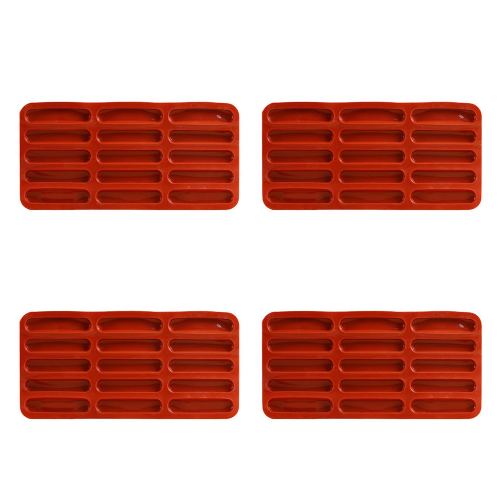 Hndhbfgrt 4X Tiramisu Finger Biscuit Silicone Mould,15 Cavities Cereal Bars Baking Mould,Chocolate Bar Mold