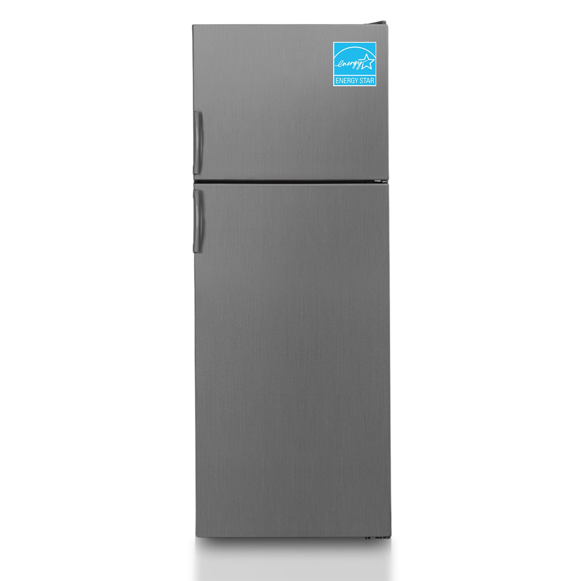 Equator 14.3 cu.ft Top Mount Refrigerator Freezer – Made in Europe, Energy Star, Frost Free, Stainless Steel, Adjustable Glass Shelves, LED Light, Reversible Door, Family & Apartment Kitchen Fridge