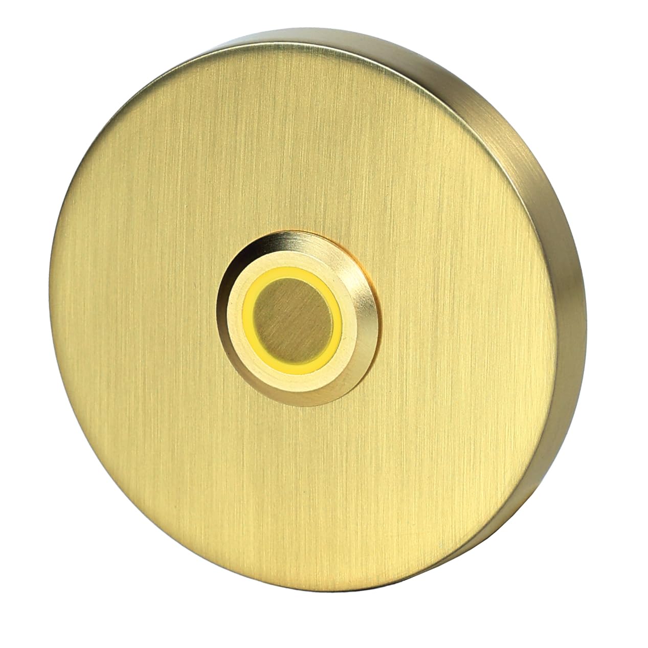 Newhouse Hardware Circular Lighted Wired Metal Doorbell Button in Brushed Satin Brass BT6CL-SB for Doorbell Chime, Buzzer, or Ringer, Door Bell Button Only, Buzzer Button with LED Button Light