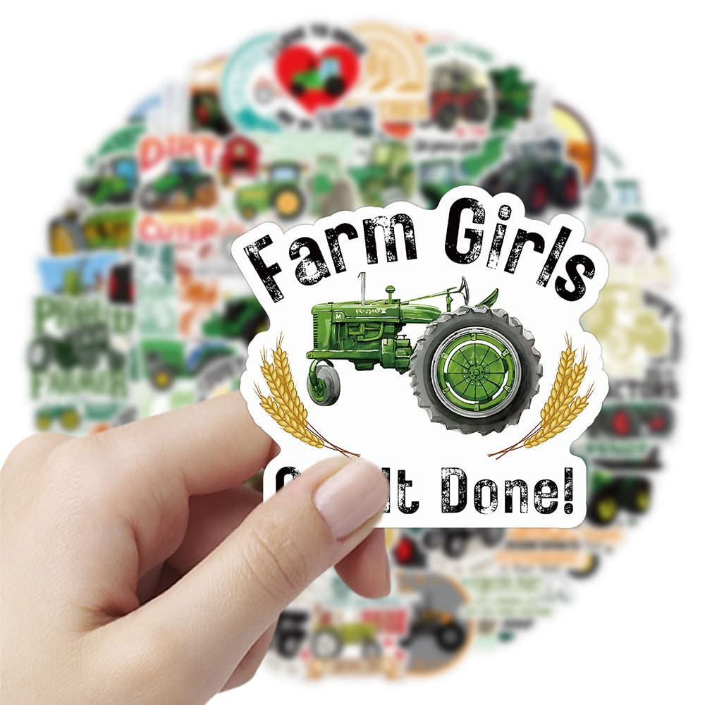 50 Pcs Cute Cartoon Green Farmer Tractor Stickers, Waterproof, Cool Design for Laptop Skateboard, Water Bottle, Helmet - Image 2