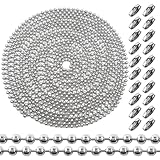 TOAOB 19.6 Feet Stainless Steel Ball Bead Chain 4.5 mm Beaded Chain with 20pcs Matching Connector Clasps for Jewelry Making Necklace Keychain Dog Tag Chain