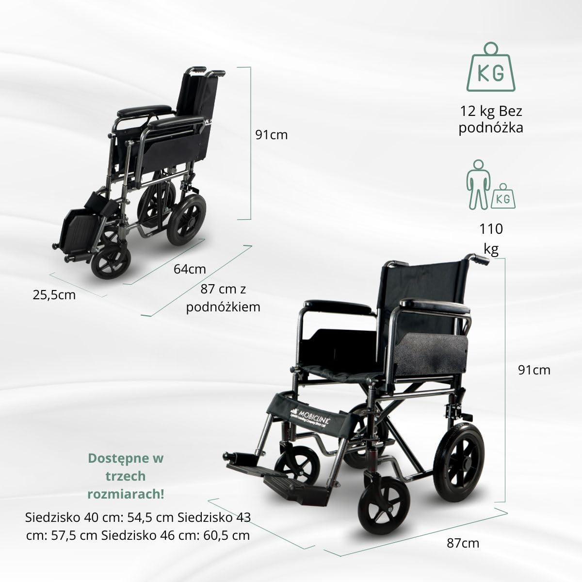 Wózek inwalidzki | Składany | Małe koła | Zdejmowane podnóżki | S230 Sevilla | TOP | Mobiclinic