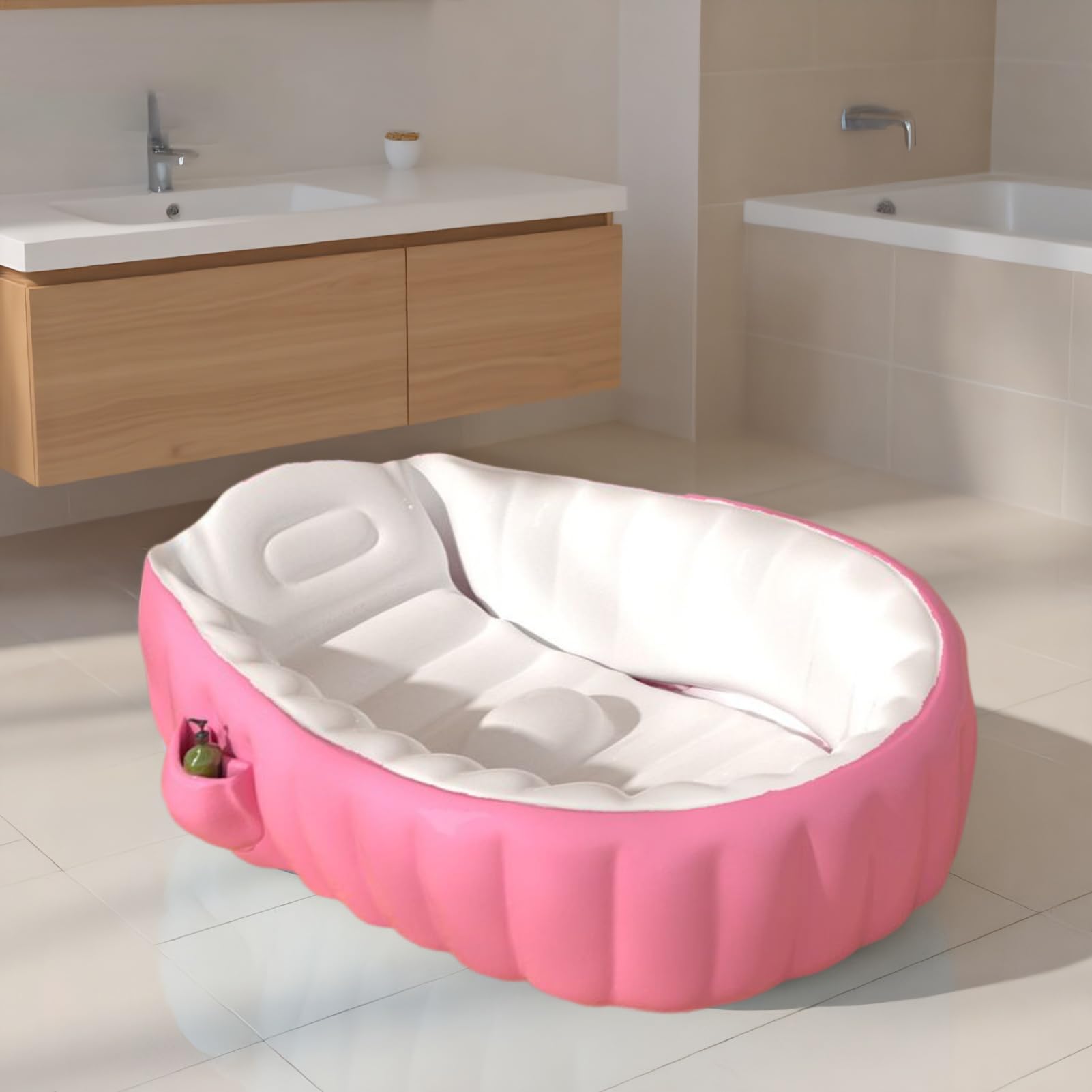 Vasca Gonfiabile Bambini Imprescindibile Vaschetta Antiscivolo Portatile 2+ | Tub Gonfiabile Per Bebè Con Pompa A Pedale Essenziale Per Esterno, Viaggio, Vacanza, Bagno, Doccia, Casa, Hotel,