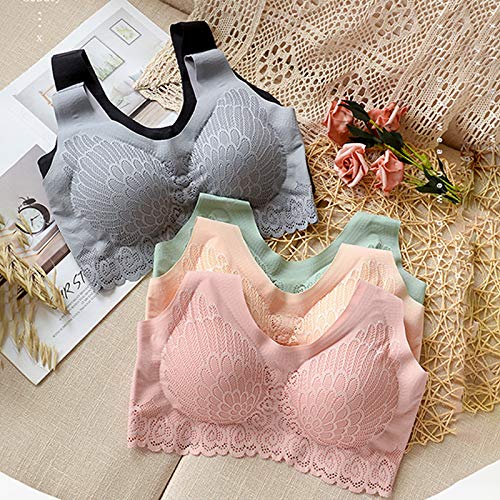 AFGQIANG 5D Sutiã sem fio com contorno – Sutiã macio feminino de renda quente e bonito respirável se