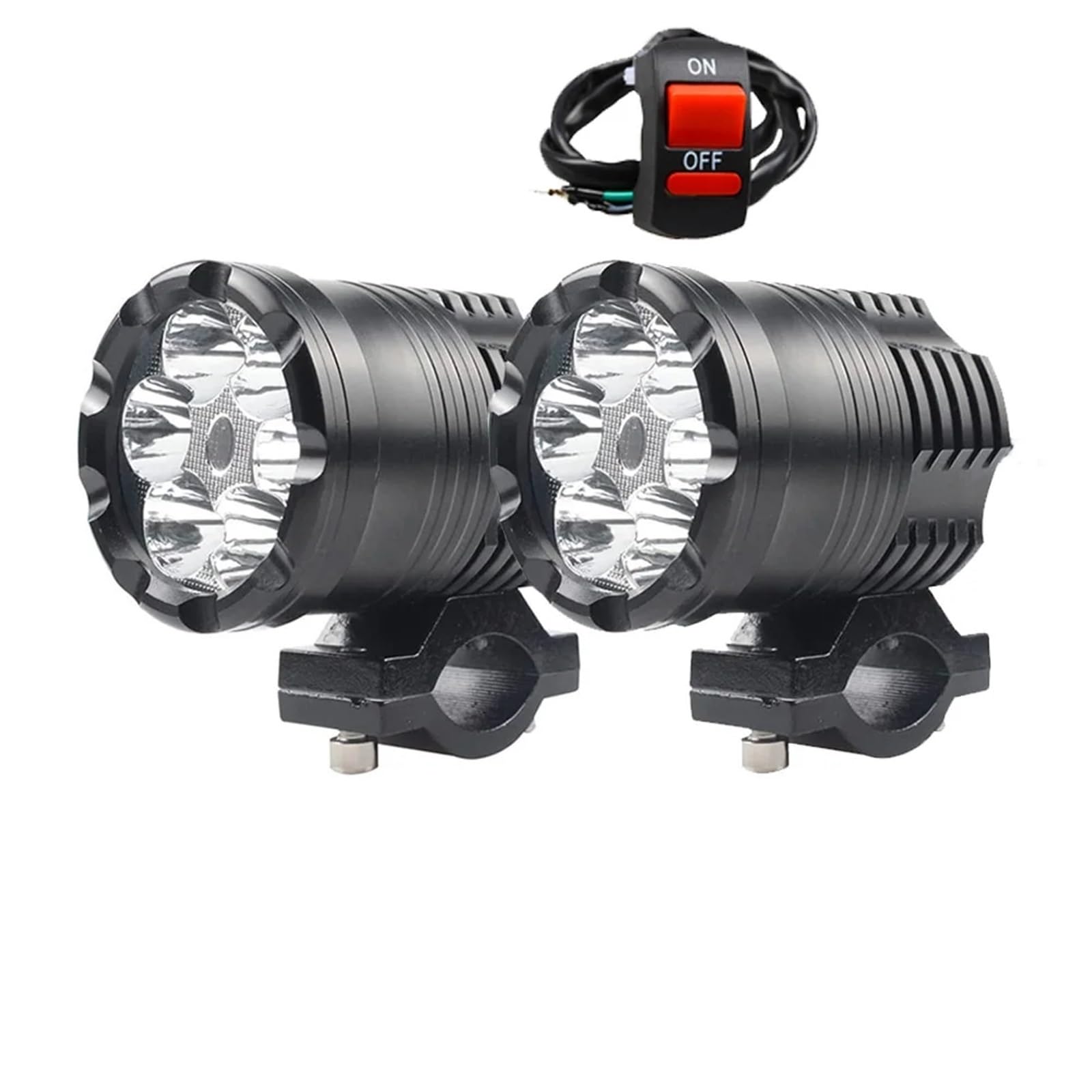 Anabbaglianti Fari a LED da 60 W per moto, faretti universali per moto con interruttore adatti per BMW R1200GS ADV F800GS F650 K1200S Luci per motociclette(2PCS 60W-switch)