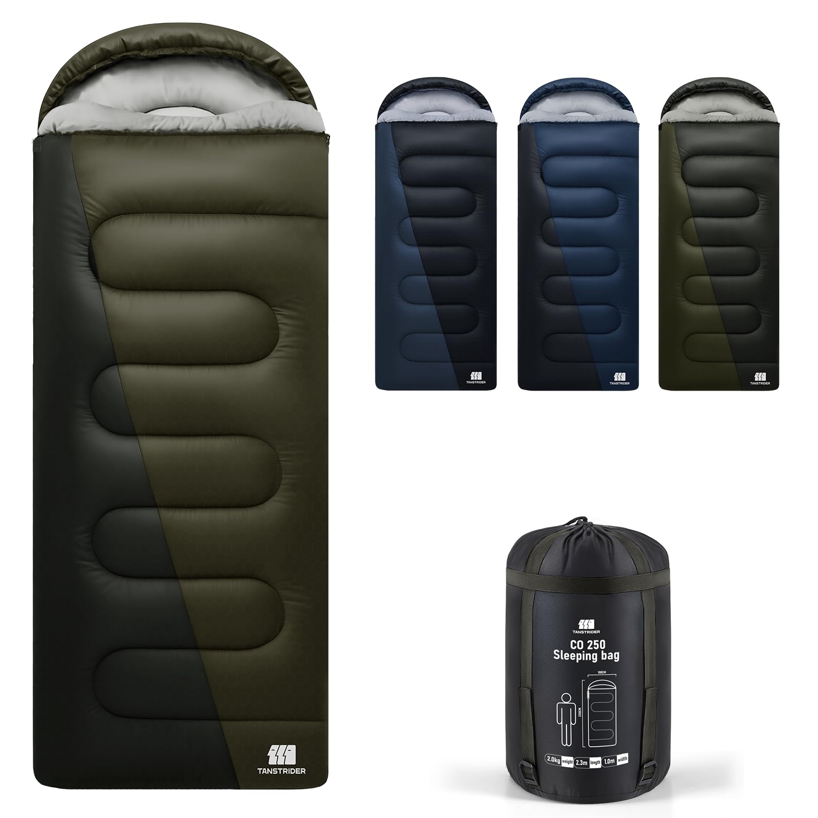 TANSTRIDER XXL Sleeping Bags for Adults Warm Weather,Camping Sleeping Bag for Kids with Compression Sack,4 Season Camping Essentials Gear for Hiking,