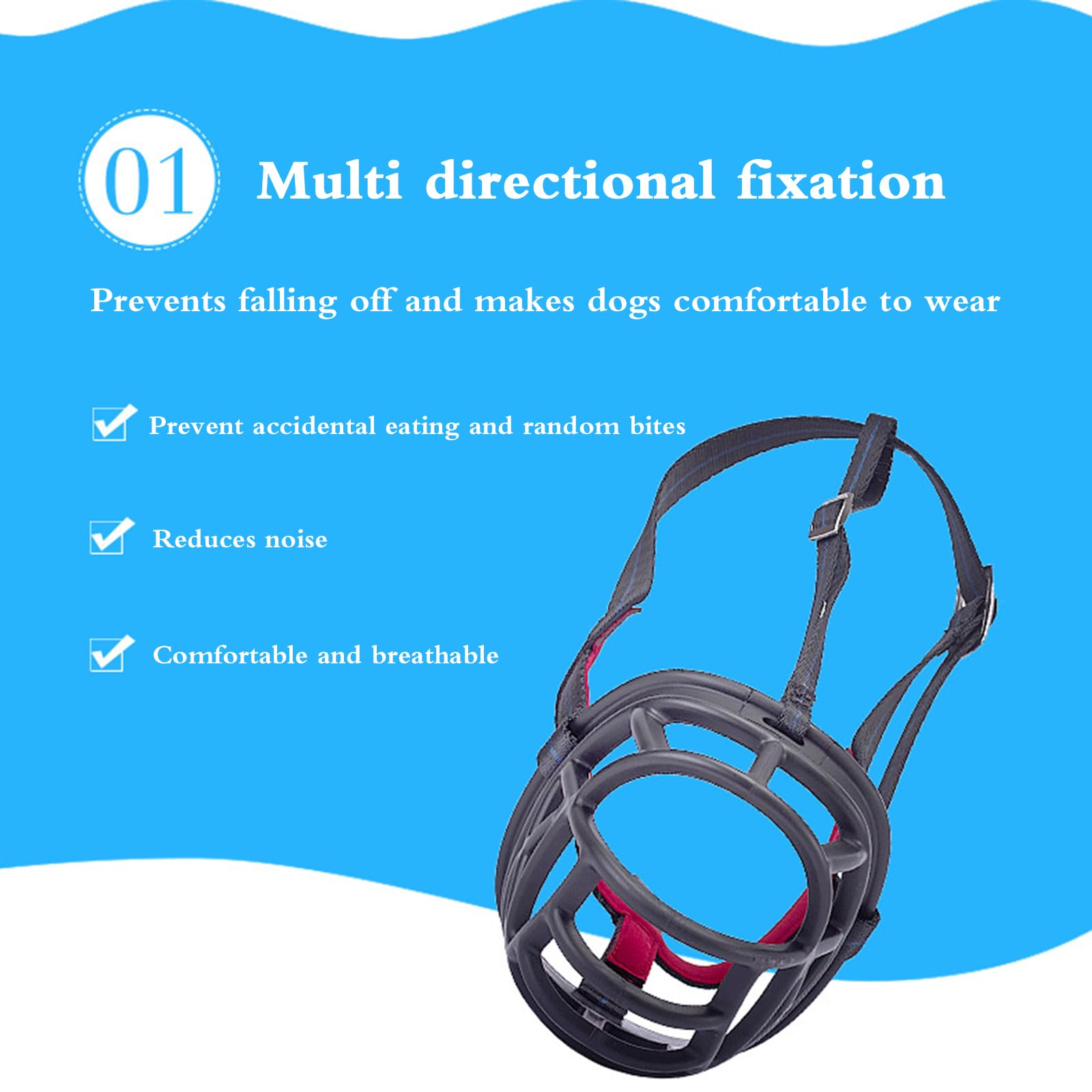 Bozal for Perros Que Evita morder, Transpirable, Ajustable, Permite jadear y Beber, Gran Orificio de respiración, for pequeños medianos(Black—Alloy Buckle,No. 1)