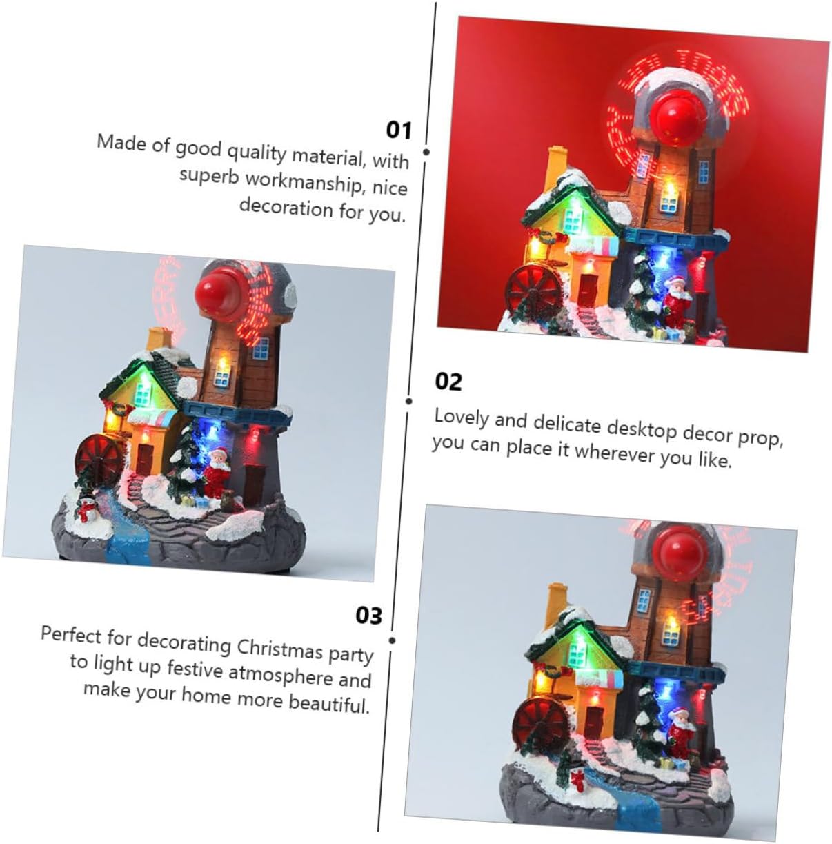 1Pc Xmas LED Ornament Music House Figurine Luminous Christmas Decoration for Festive Atmosphere Cute Desktop Decor for Holiday Celebrations and Parties