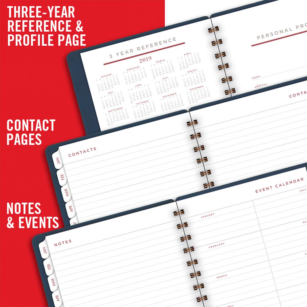 AT-A-GLANCE Agenda settimanale/mensile, gennaio 2019 - gennaio 2020, agenda piccola, rilegatura a spirale, collezione Signature, blu navy (YP20020)