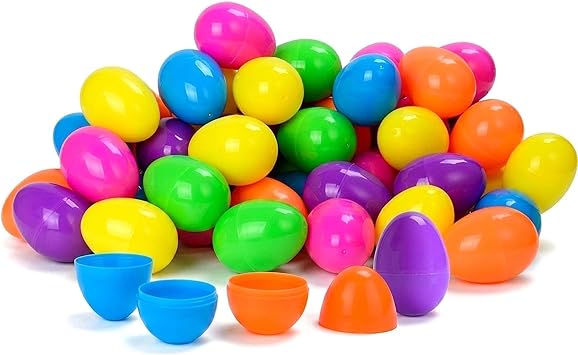 Taspire 50 Pieces 2.52" Plastic Easter Eggs, Fillable Easter Eggs for Egg Hunt
