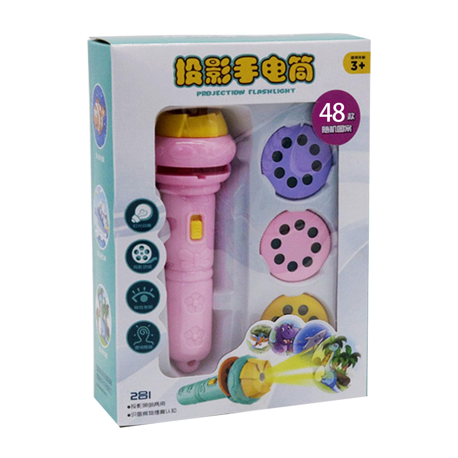 Beimus Cartoon Projection Educational Flashlight Toy for Kids Early Learning with Safe Portable Parties Educational Learning Flashlight
