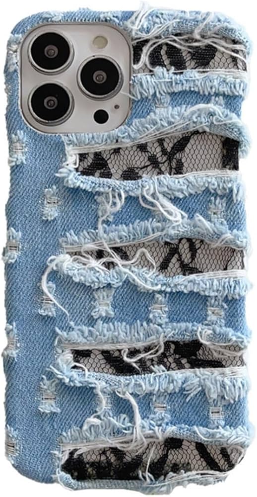 Amazon.com: Creative Black lace Denim Fabric Suitable for iPhone Amazon.com: Creative Black lace Denim Fabric Suitable for iPhone