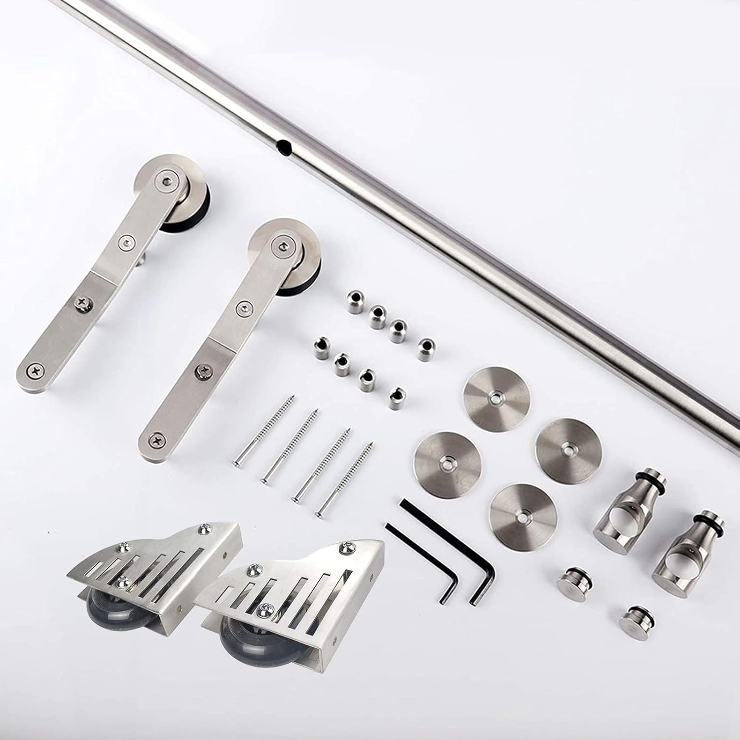 Rolling Ladder Hardware Library - Bookcase Sliding Ladder Rail Kit, Sliding Sliding Door Hardware Accessories, Library Mobile Ladder Hanging Rail, Black Carbon Steel tra，500cm(16.4 ft) Track