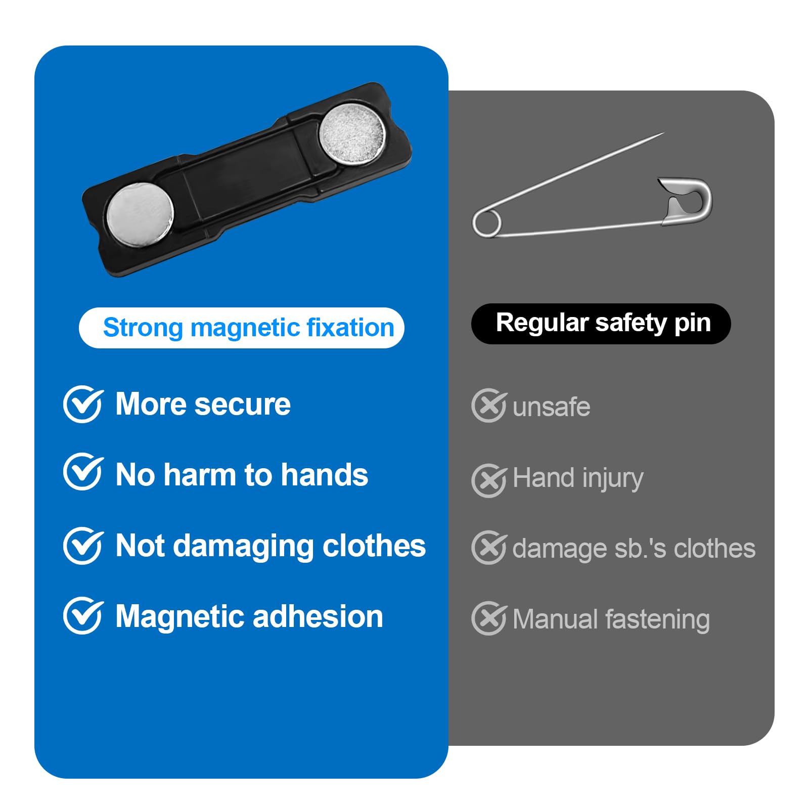 7 Badges Nominatifs Magnétiques En Aluminium – Double Aimant Puissant, 72x32 Mm – Pour Travail, Conférences, événements