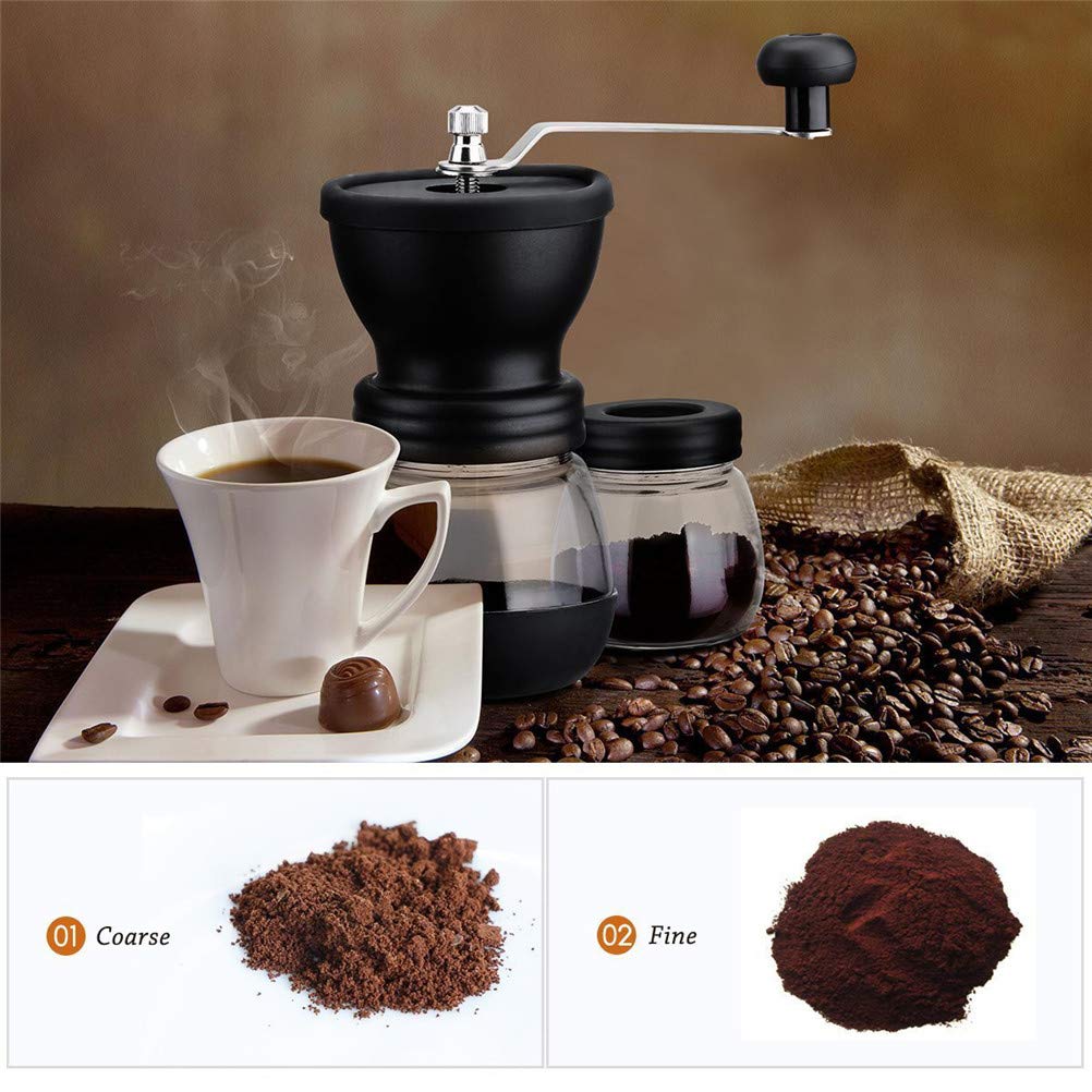 LBCD Manuale Macina Da Caffè In Acciaio Inox Regolabile Portatile A Mano Grossezza Ceramica Mulino Conico Con Due Barattoli Di Vetro Pennello Cucchiaio Ministero degli Interni E Viaggi