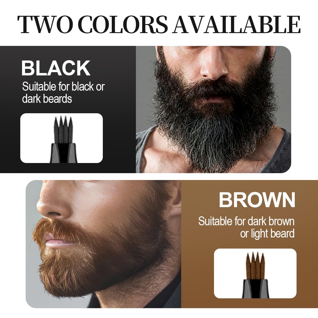 Beard Pen Filler para hombres, delineador de barba fácil, relleno duradero y natural, micro punta precisa para bigote y cejas, negro