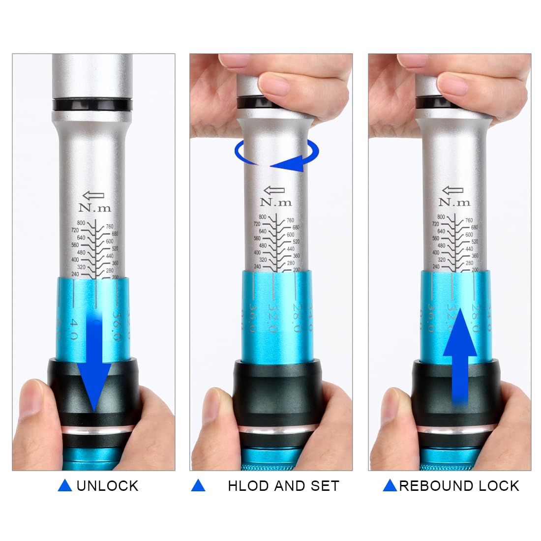 Awang Chiave dinamometrica a scatto da 3/4" Chiave dinamometrica regolabile a doppia direzione 200-800NM, precisione ± 3%