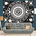 KHKJ Blanc Noir Soleil Lune Mandala Indien Mandala Tapisserie tenture Murale bohème gitans psychédélique Tapiz Sorcellerie Tapisserie A7 200x180cm