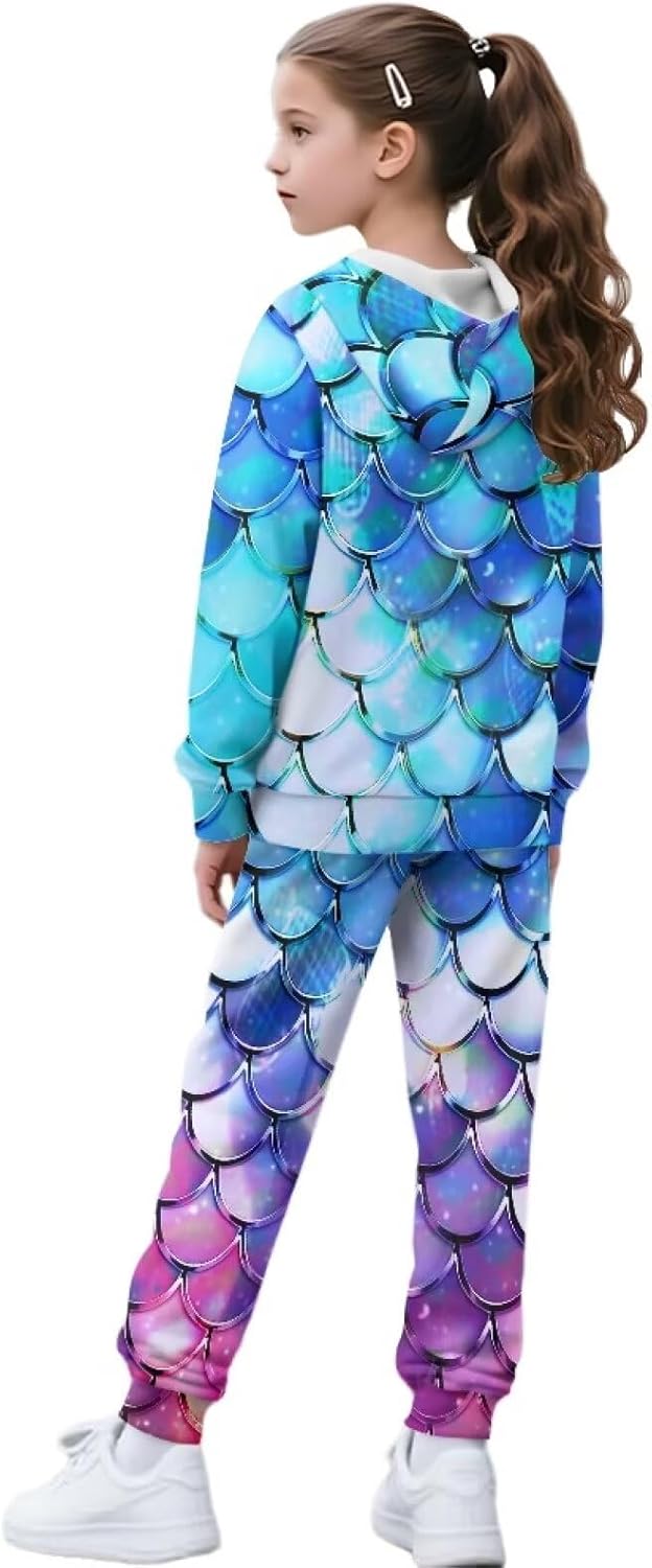 2 Piece Hooded Sweatshirts Outfits for Girls Tracksuit Hoodie and Jogger Set Sweatsuit Athletic Clothes Sets