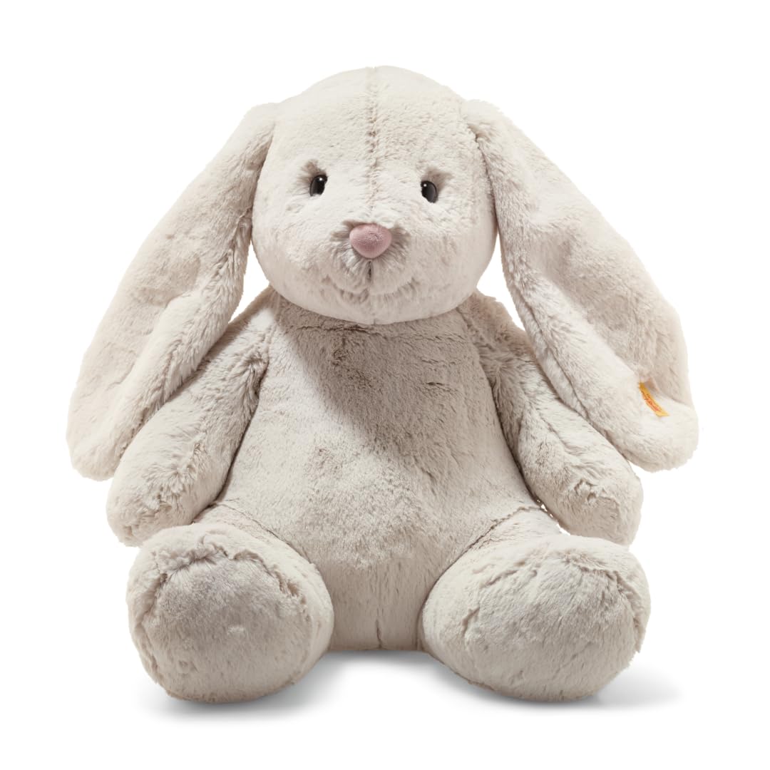 Steiff Kuscheltier Hoppie Hase, Süßes Stofftier mit Kunststoffaugen, Kinder, Jungen & Mädchen, Friends, Plüschtier 48 cm, Hellgrau, 080913