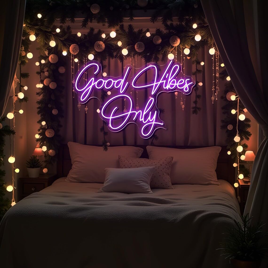 Custom LED Neon Sign, Good Vibes Only, Home Decor, Bar Signs Wedding Party USB Powered LED Decorative Lamp Unique Gifts Wall Decoration
