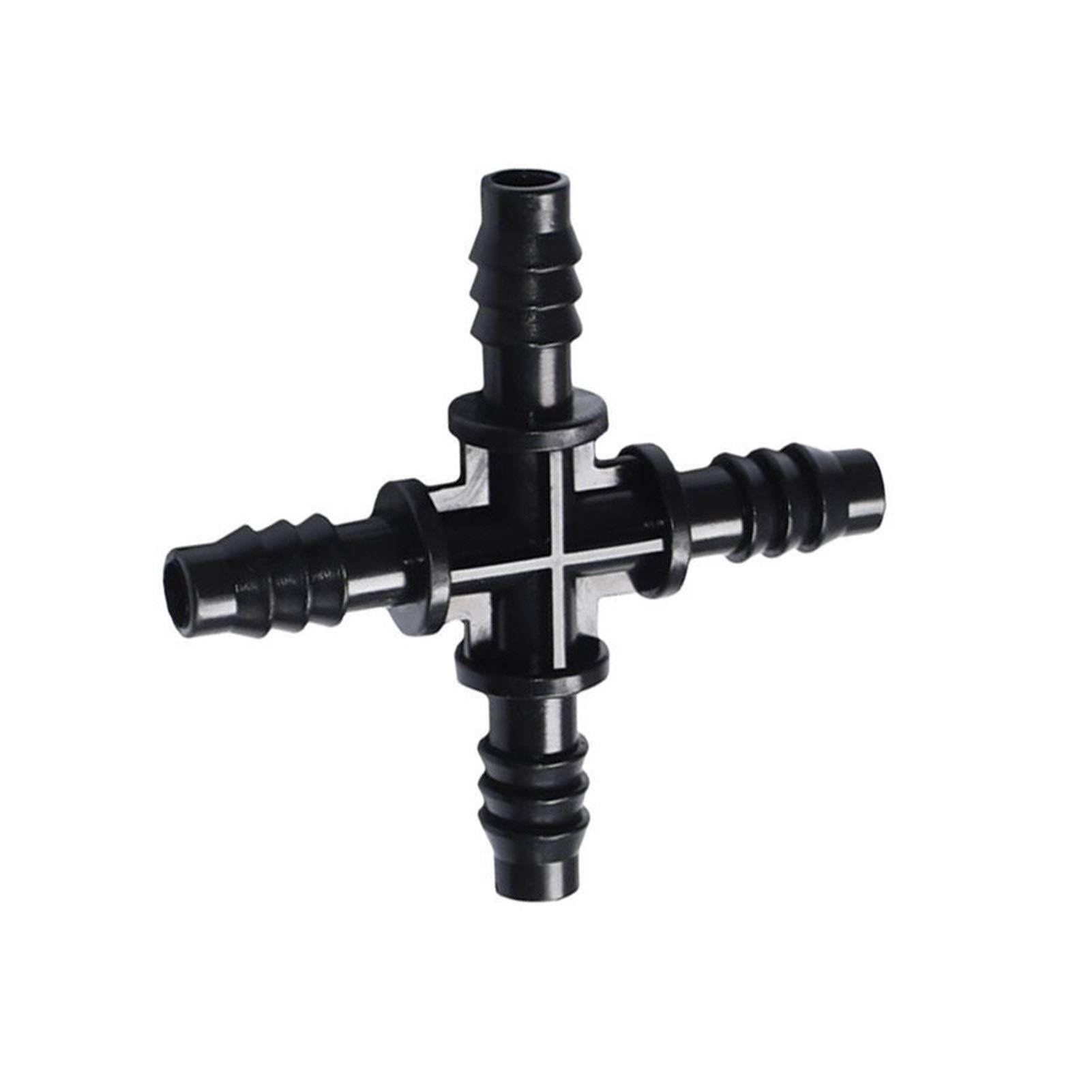 Conector de manguera Manguera de jardín de conexión rápida, divisor de agua en T de 8/11 pulgadas, conector cruzado de 4 vías de 3/8 pulgadas, tubería de agua for jardín, accesorios de riego por goteo